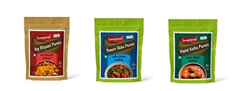 Swayampurn Combo of Veg. Biryani (60g), Paneer Tikka (60g), Malai Kofta (60g) | Ready Mix Masala | Home Made | Ready to Cook | For Healthy Delicious & Flavourful Cooking | No preservative, No Additives | Easy to Cook (Pack of 3)