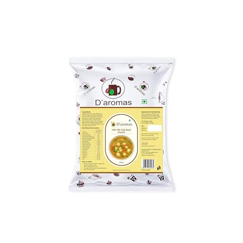 D'aromas Instant Mix Veg Soup 4Kg, Instant Premix Powder With No Onion & No Garlic, Instant Mix Powder, Veg Soup, No Artificial Flavour & Colour (Each 500gm) (Pack Of 8)