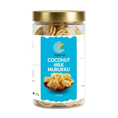 Uyarve Authentic Coconut Milk Murukku (200g) | Premium Thengai Paal Murukku | Crispy Traditional South Indian Snack | Gluten Free Rice Savoury | No Artificial Preservatives