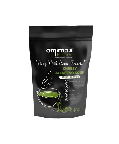 Amima's Kitchen Cheesy Jalapeno Jain Soup (No Onion No Garlic) - 100 Grams [Serves 10] | Instant Soup Mix Powder | Ready To Cook | No Artificial Flavour & Colour | Gluten Free | Non GMO | Healthy Soup