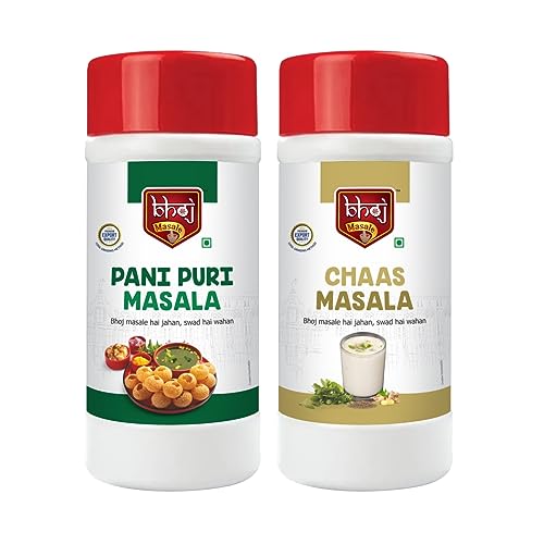 Bhoj Masale Pani Puri And Chaas Masala Powder Combo Pack Net 450GM Each Total Gross 1 kg (net 0.9kg) | Aromatic Jain Spice for Flavorful Indian Cooking | For Flavorful Cooking | No Artificial Flavor Added