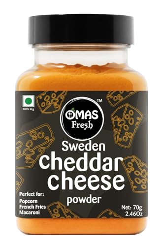 Omas Fresh Cheddar Cheese Powder Seasoning | Best for Making Delicious Cheese-Flavoured, Pop-Corn, Pizza, Pasta, French Fries etc. | No Additives & Preservatives | 70g