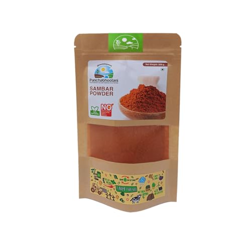 Panchabhootani Sambar Powder 200g : South Indian Authentic Flavour,Easy Digestion - Vegan, No Garlic, No Onion,Delicious Sambar At Home, No Preservatives