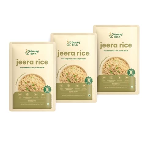 QuickyBowl Jeera Rice | Rice Pilaf with Cumin Seeds | Ready to Eat | Instant Food | (Pack of 3)