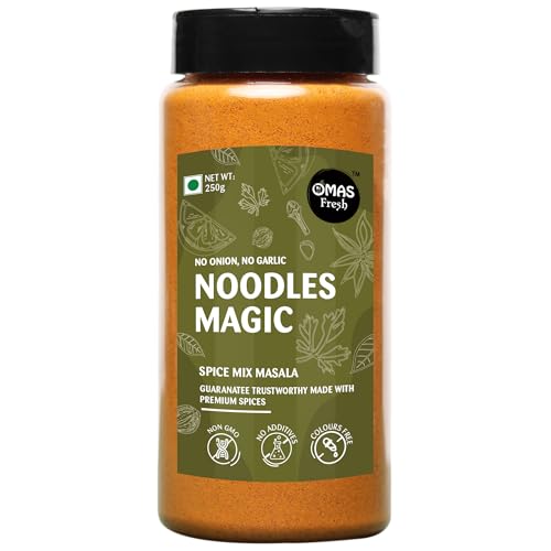 Omas Fresh No Onion No Garlic Noodles Magic Mix Masala | Jain Seasoning For Instant Noodles, Sabjis, Pasta | No Additives & Preservatives | 250g Big Saver Pack