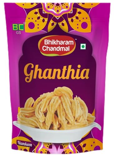 Bhikharam Chandmal's Ghanthia 200gms | No Onion No Garlic I 100% Roasted | Fresh from Factory | Travel - Gift Pack | Vegan Gluten-Free | Crunchy, AnyTime Snack I Ready to Eat |