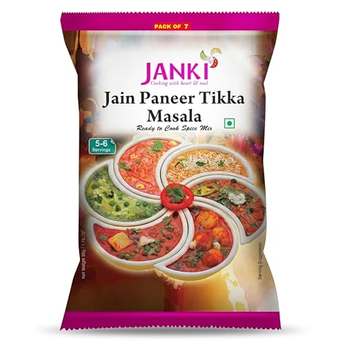 Janki Jain Paneer Tikka Masala - Pack of 7, 50 Gms Each | Ready to Cook Paneer Masala Mix | No Onion No Garlic | Quick & Easy Paneer Masala Packet