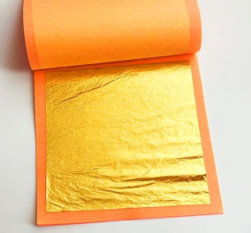 24k Pure Edible Gold Vark Golden Leaf 50MMx50MM Gold Foils 25 Sheets for Cake Sweets ayurvedic Medicine face Treatment Anti Aging spa (30)
