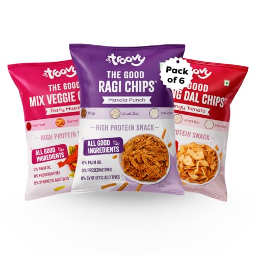 Troovy Mixed Chips | Tasty & High Protein Snacks | 30% Of Protein Needs | No Palm Oil, Cholesterol or Trans Fats | (Pack of 6)
