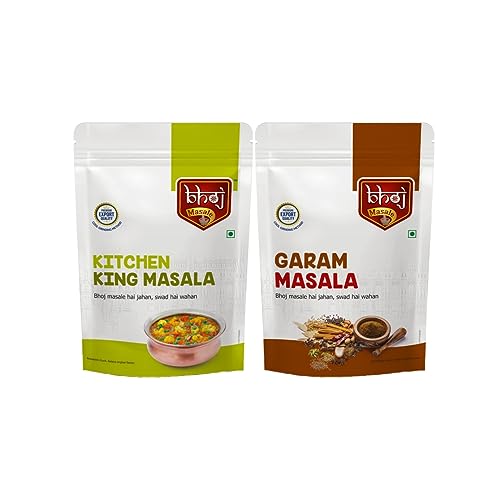 Bhoj Masale Kitchen King And Garam Masala Powder Combo Pack 200Gm Each | Aromatic Jain Spice Flavorful Indian Cooking | Flavorful Cooking | No Artificial Flavor Added | No Onion & No Garlic Added