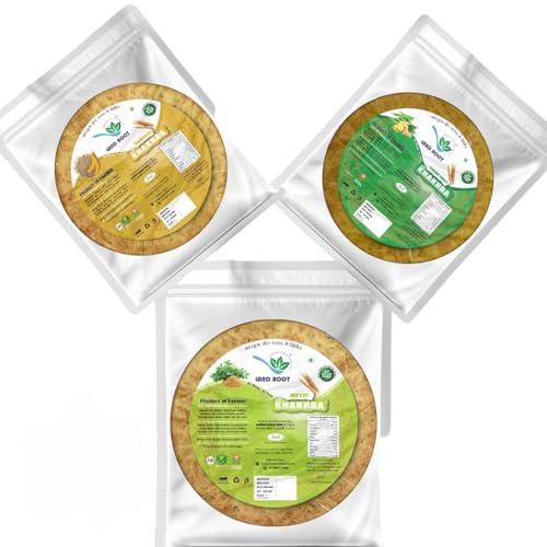Landroot Organic Assorted Khakhra Pack | 4 Varieties (Methi, Ginger Chilli, Mangroli) | Zero Maida | Vegan & Jain Friendly | High Fiber Healthy Snack | 180g x 3 Packs