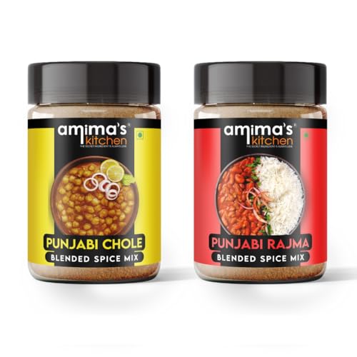 Amima's Kitchen Combo Of Punjabi Chole + Punjabi Rajma Jain Spice Mix (No Onion No Garlic) – 100 Grams (Pack of 2) | Blended Spice Mix | For Healthy and Delicious Cooking | No Synthetic Flavour & Color | Ready Masala Powder