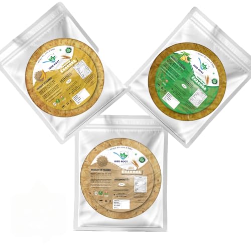 Landroot Organic Assorted Khakhra Pack | 3 Varieties (Jeera, Ginger Chilli, Mangroli) | Zero Maida | Vegan & Jain Friendly | High Fiber Healthy Snack | 180g x 3 Packs