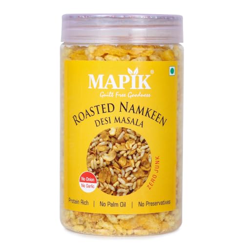Mapik Roasted Namkeen Desi Masala for Family | Light & Crunchy Protein Snack | No Onion No Garlic | No Preservatives | Ideal for Weight Management | Cholesterol-Free | Perfect for Kids, Office & Tea Time Snack (150 gm each, Pack of 2)