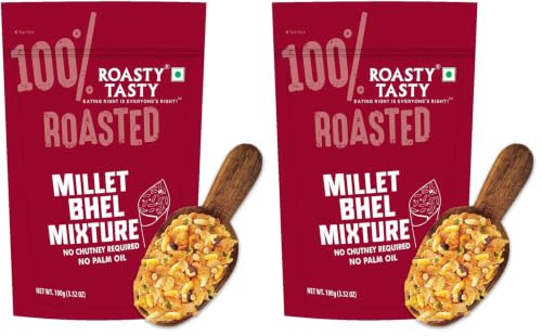 Roasty Tasty Millet Bhel Mix 100g | Ready-to-Eat Healthy Bhel Snack – No Chutney Required | Roasted Namkeen with Millets, Chana & Spices | High Fiber | No Onion No Garlic Bhel Namkeen | Instant Bhel Mix