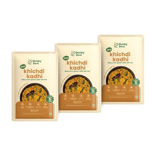 QuickyBowl Jain Khichdi Kadhi | fusion of yogurt and Rice | Ready to eat | Indian Khichdi | No Onion No Garlic | Instant Food | (Pack of 3)