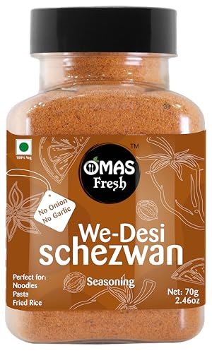 Omas Fresh No Onion, No Garlic We-Desi Schezwan Seasoning 70g Best for Making Noodles, Pizza, Pasta, Fried Rice | No Additives & Preservatives