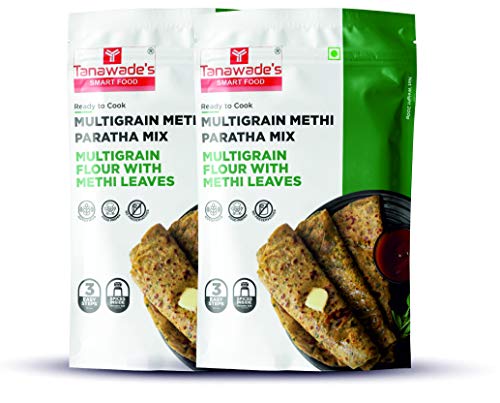Tanawade’s Smart Food Instant Multigrain Methi Paratha Mix – Pack of 2 • Ready‑to‑Cook Fenugreek & Multigrain Flatbread • No Preservatives • Vegan‑Friendly • 5–7 min Prep