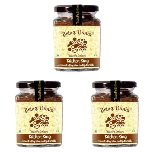 Being Bania Kitchen King Masala, 100g | 100% Natural Spices Mix | No garlic or onion | No MSG | Kitchen masala powder | Exotic Indian Masala Spices | King Masala (Pack of 3)