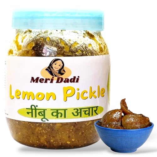 Meri Dadi Lemon Pickle 500g in Fresh | Indian Homemade Nimbu ka Achar with No Onion & Garlic | Sweet & Sour Oil-Free Pickle | Traditional Grandma-Style Recipe | Organically Processed
