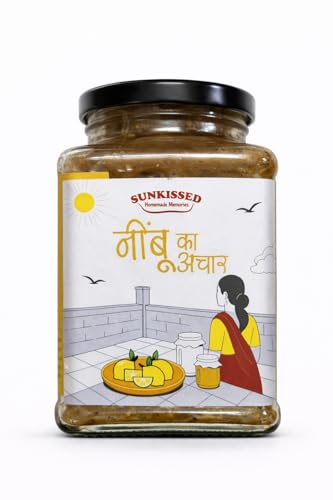 Sunkissed Homemade Memories Fresh Lemon Pickle 250g| Nimbu ka Achar with No Onion & Garlic | Nimbu tangy Oil-Free Pickle | Traditional Grandma-Style Recipe | No chemical, No Preservative