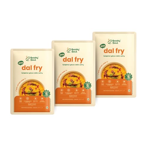 Quicky Bowl Jain Dal Fry|Split Lentil Curry|Ready To Eat|No Onion No Garlic|Instant Food|(Pack Of 3)