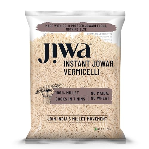 Jiwa Instant Jowar Vermicelli | Cooks in 7 Minutes | Ready to Cook | 100% Millet | No Maida, No Atta | Gluten Free | 200 G (Pack of 3)