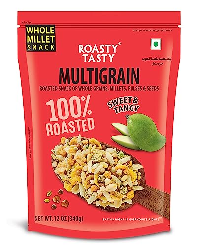 Roasty Tasty Multigrain Diet Mixture - Palm Oil Free Snacks for Kids - Millet Namkeen - Healthy Snacks for All - Roasted with Millets & Seeds - No Onion No Garlic Namkeens - Healhy Namkeen Mixture 340g
