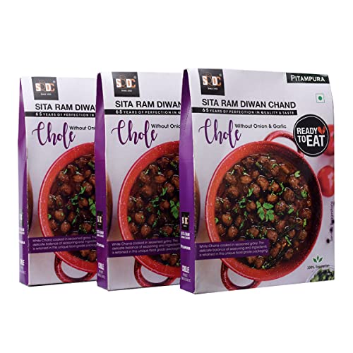 Sita Ram Diwan Chand Ready To Eat Chhole Without Onion & Garlic 300 Gram each | Tasty and Spicy Chhole, No Preservatives-No Artificial Flavors | Delicious Chhole Instant Food (Pack of 3)