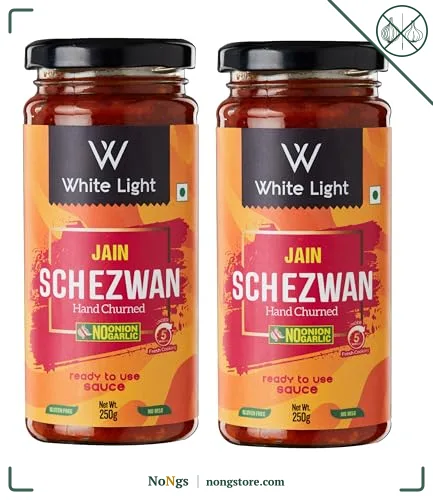 White Light Food Jain Schezwan Sauce l No Onion No Garlic l Ready to Eat Healthy Food - Pack of 2, 250g Each