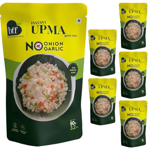 Instant Upma - Pack of 6 (90g Each) | Indian Breakfast Mix | Just Add Water | Made with Semolina & Spices | No Added Preservatives | No Onion, No Garlic