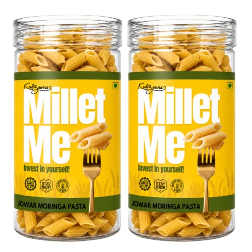 Millet Me by Kuizeens Jowar Moringa Pasta - 250g (Pack of2)| Gluten-Free & Nutrient-Rich | 27gm Protein Rich | Easy-to-Make | Healthy Alternative for Wholesome Meals | Jain | No Onion & Garlic