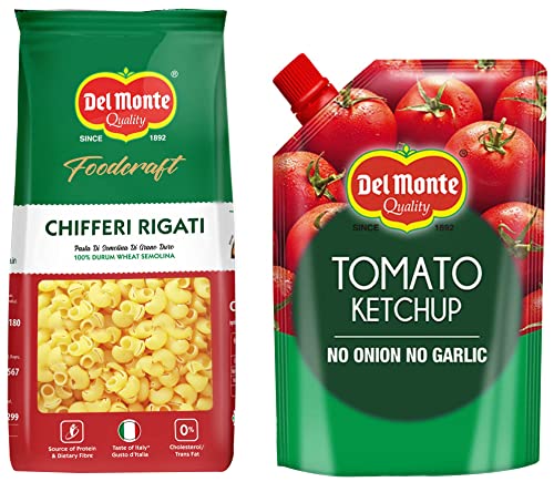 Del Monte Tomato Ketchup No Onion No Garlic Pouch, 950 g & Food Craft Elbow Pasta, 1kg