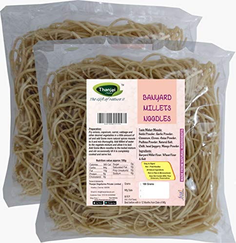 Thanjai Natural Barnyard Millet Noodles 180 Grams X 2 (360 Grams) Of Homemade Natural Millet Noodles(No Preservatives, No Chemicals, No Artificial Extract), Vegetarian