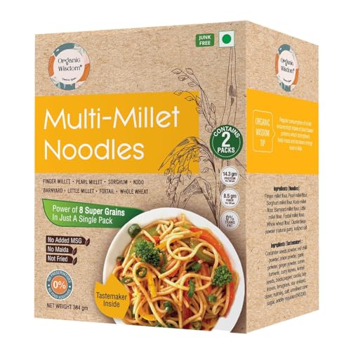 Organic Wisdom-Back to Roots Multi Millet Vegan Noodles | 384 Gm(Contains 2 Packs)| Made With 8 Super Grains | Not Fried - Sun Dried | Junk Free | No Maida, Msg or Refined Oil