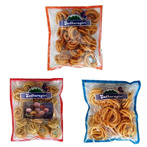 Sadhuragiri Spicy Muruku | Thenkuzhal Murukku | Multi Millet Mrukku Combo (120g x Pack of 3)