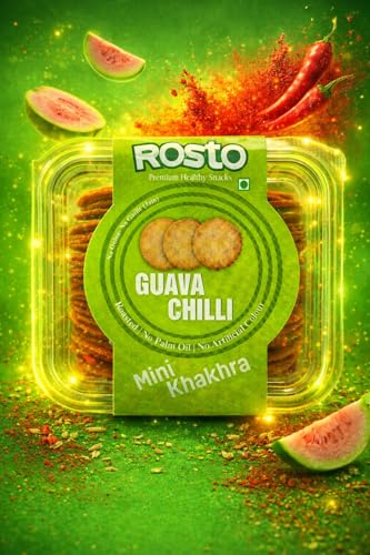 Rosto Guava Chilli Mini Khakhra, Roasted, No Palm Oil, No Artificial Colour, Jain-Friendly, 200 g (Pack of 2)