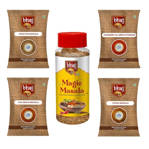 Customer Choice Combo | Paratha, Pav Bhaji, Chole, Kashmiri Laal Mirchi Powder, Magic Masala | 470g | New Launch