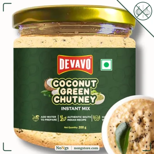 Devavo Coconut Green Chutney Powder | Just Add Water to Prepare | Authentic South Indian Recipe | No Onion & Garlic | No Artificial Colour & Flavour | No Preservatives (200 g)