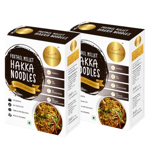 Indulgence Foxtail Millet Hakka Noodles 400g (Pack of 2) | Healthy Alternative | No Maida | Rich in Antioxidants | Tasty & Versatile | Instant Food | Ready to Cook | Serves 2