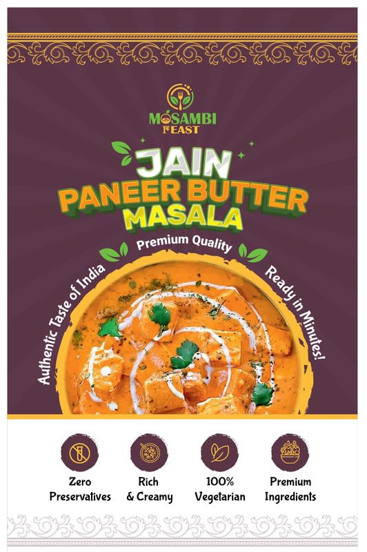 MOSAMBI FEAST Ready-to-Eat Jain Paneer Butter Masala | 100% Natural Zero Preservatives | Rich Creamy Authentic Indian Flavors | Premium Vegetarian Ingredients