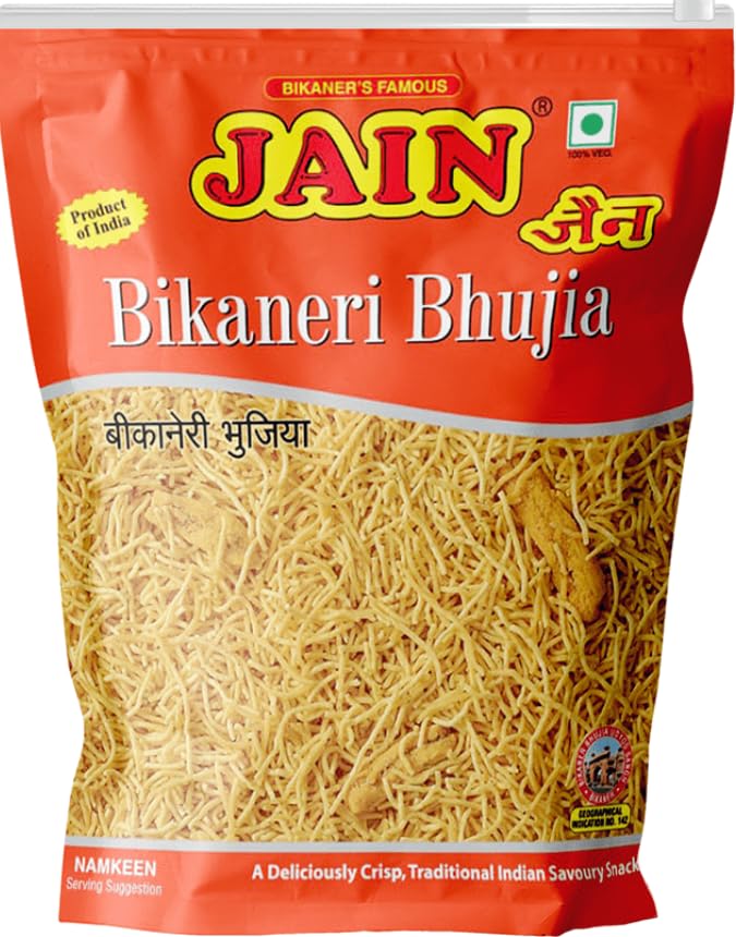 JAIN Bikaneri Bhujia, Size - 360g, Asli Bikaneri, Handmade, No Palm Oil, Zipper Pack