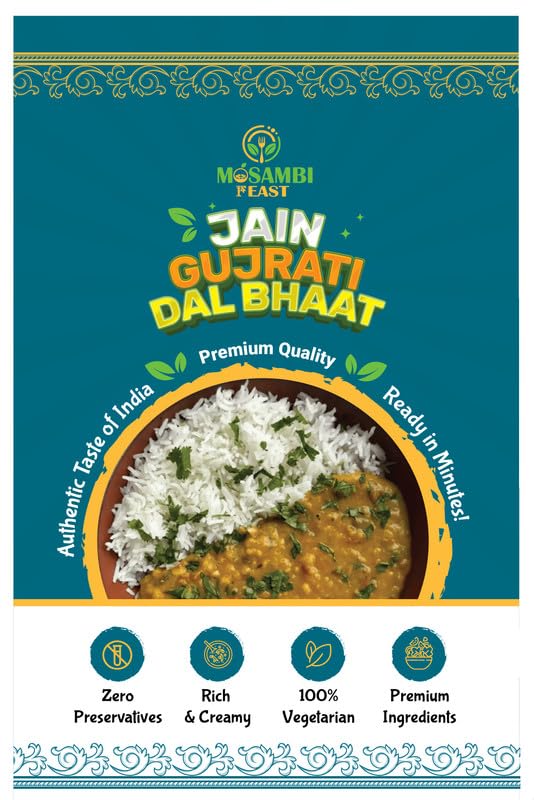 MOSAMBI FEAST Ready-to-Eat Jain Gujarati Dal Bhat | 100% Natural & Zero Preservatives | Rich, Creamy, Authentic, Healthy Meal